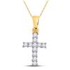 Image 1 : Womens Round Diamond Cross Pendant 1/10 Cttw 14kt Yellow Gold - REF-7R5X