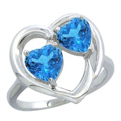 2.60 CTW Swiss Blue Topaz Ring 14K White Gold - REF-33X9M
