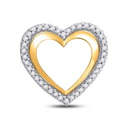 Womens Round Diamond Heart Pendant 1/8 Cttw 10kt Yellow Gold - REF-7Y5N