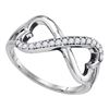 Image 1 : Womens Round Diamond Infinity Double Heart Ring 1/6 Cttw 10kt White Gold - REF-18K9Y