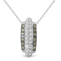 0.48 CTW Diamond & Brown Diamond Pendant 14K White Gold - REF-41R8K