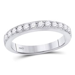 Womens Round Diamond Single Row Fashion Band Ring 1/2 Cttw 10kt White Gold - REF-30F9W