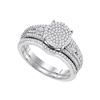 Image 1 : Round Diamond Bridal Wedding Ring Band Set 1/2 Cttw 10kt White Gold - REF-39N9F