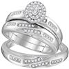 Image 1 : His Hers Round Diamond Cluster Matching Wedding Set 1/3 Cttw 10kt White Gold - REF-35X5A