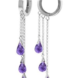 Genuine 4.8 ctw Amethyst Earrings 14KT White Gold - REF-64P4H