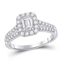 Emerald Diamond Solitaire Bridal Wedding Engagement Ring 1 Cttw 14kt White Gold - REF-142K5Y