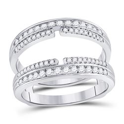 Womens Round Diamond Wrap Ring Guard Enhancer 1/2 Cttw 14kt White Gold - REF-63H9R