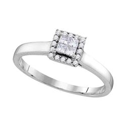 Womens Princess Diamond Cluster Ring 1/4 Cttw 10kt White Gold - REF-20Y9N