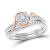 Image 1 : Round Diamond Bridal Wedding Ring Band Set 1/4 Cttw 10kt Two-tone Gold - REF-24K9Y