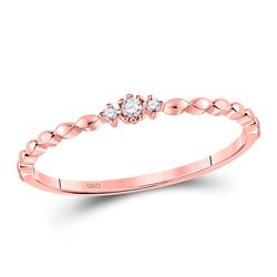 Womens Round Diamond Stackable Band Ring .03 Cttw 10kt Rose Gold - REF-5K9Y