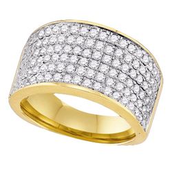 Womens Round Diamond Pave Band Ring 1-1/2 Cttw 10kt Yellow Gold - REF-82R9X
