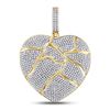 Image 1 : Mens Round Diamond Fractured Broken Heart Charm Pendant 1-1/2 Cttw 10kt Yellow Gold - REF-96Y9N