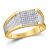 Image 1 : Mens Round Diamond Ribbed Square Cluster Ring 1/5 Cttw 10kt Yellow Gold - REF-21M5H