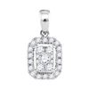 Image 1 : Womens Round Diamond Cluster Pendant 1/3 Cttw 14kt White Gold - REF-25X9A
