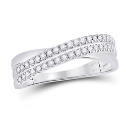 Womens Round Diamond Crossover Band Ring 1/5 Cttw 14kt White Gold - REF-25Y9N