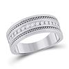 Image 1 : Mens Round Diamond Wedding Band Ring 1/2 Cttw 14kt White Gold - REF-80R9X