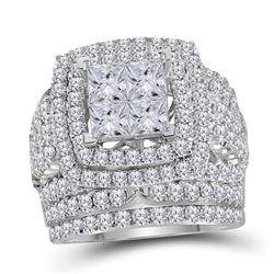 Princess Diamond Bridal Wedding Ring Band Set 5 Cttw 14kt White Gold - REF-428H5R