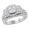 Image 1 : Round Diamond Bridal Wedding Ring Band Set 1 Cttw 14kt White Gold - REF-98K5Y