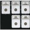 Image 1 : Lot of Five Liberty Head Three Cent Nickels NGC Proof