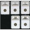 Image 1 : Lot of Five Nickel Three Cent Pieces NGC PF65
