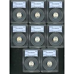 Lot of Eight 1939-D Mercury Dimes PCGS MS67FB