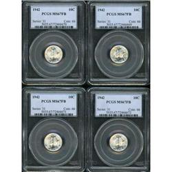 Lot of Four 1942 Mercury Dimes PCGS MS67FB