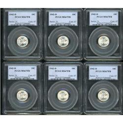 Lot of Twelve Mercury Dimes PCGS MS67FB