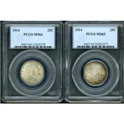 Lot of Two 1914 Barber 25C PCGS