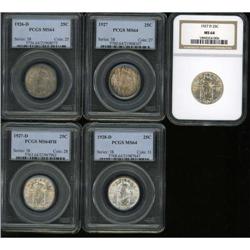 Lot of Five Standing Liberty Quarters