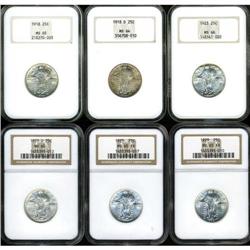 Lot of Six Standing Liberty Quarters NGC