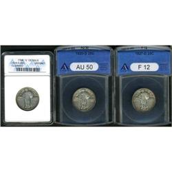 Lot of Three Standing Liberty Quarter Dollars ANACS