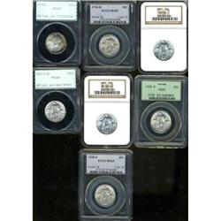 Lot of Seven Standing Liberty Quarter Dollars