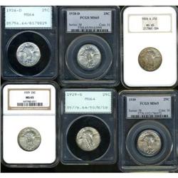 Lot of Six Standing Liberty Quarters