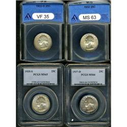 Lot of Four Washington Quarter Dollars