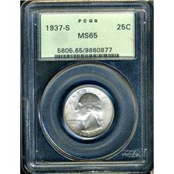 1937-S Washington 25C PCGS MS65