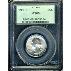 1938-S Washington 25C PCGS MS65