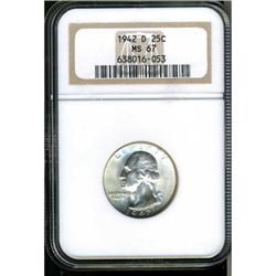 1942-D Washington 25C NGC MS67