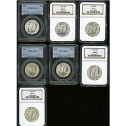 Lot of Seven Walking Liberty Dollars