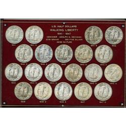 Lot of Twenty Walking Liberty Half Dollars 1941-1947