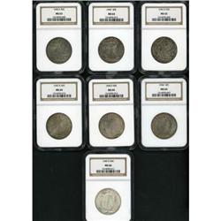 Lot of Seven Walking Liberty Half Dollars NGC MS