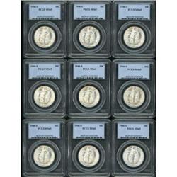 Lot of Nine 1946-S WL Half Dollars PCGS MS65