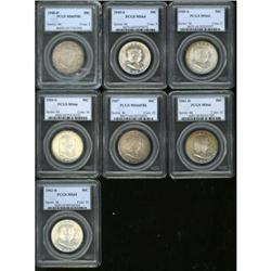 Lot of Seven Franklin Half Dollars PCGS