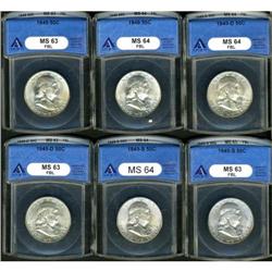 Lot of Six Franklin Half Dollars ANACS