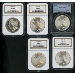 Lot of Nine Miscellaneous U.S. Silver Dollars