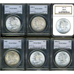 Lot of Six Morgan Dollars