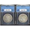 Image 1 : Lot of Two Morgan Dollars ANACS AU53