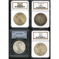 Lot of Four Peace Dollars