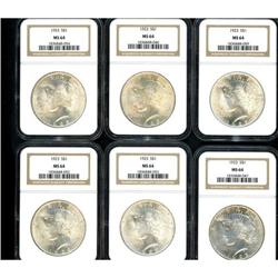 Lot of Twelve Peace Dollars NGC