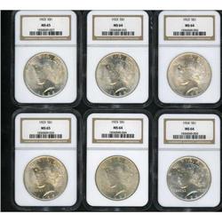 Lot of Twelve Peace Dollars