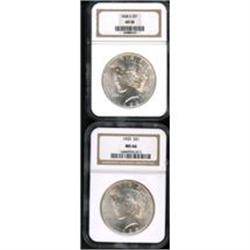Lot of Two Peace Dollars NGC